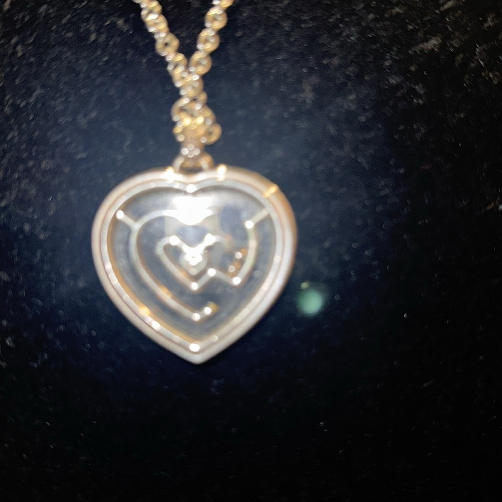 Brighton Silver Heart Maze Necklace with Red Detail - Picture 6 of 6